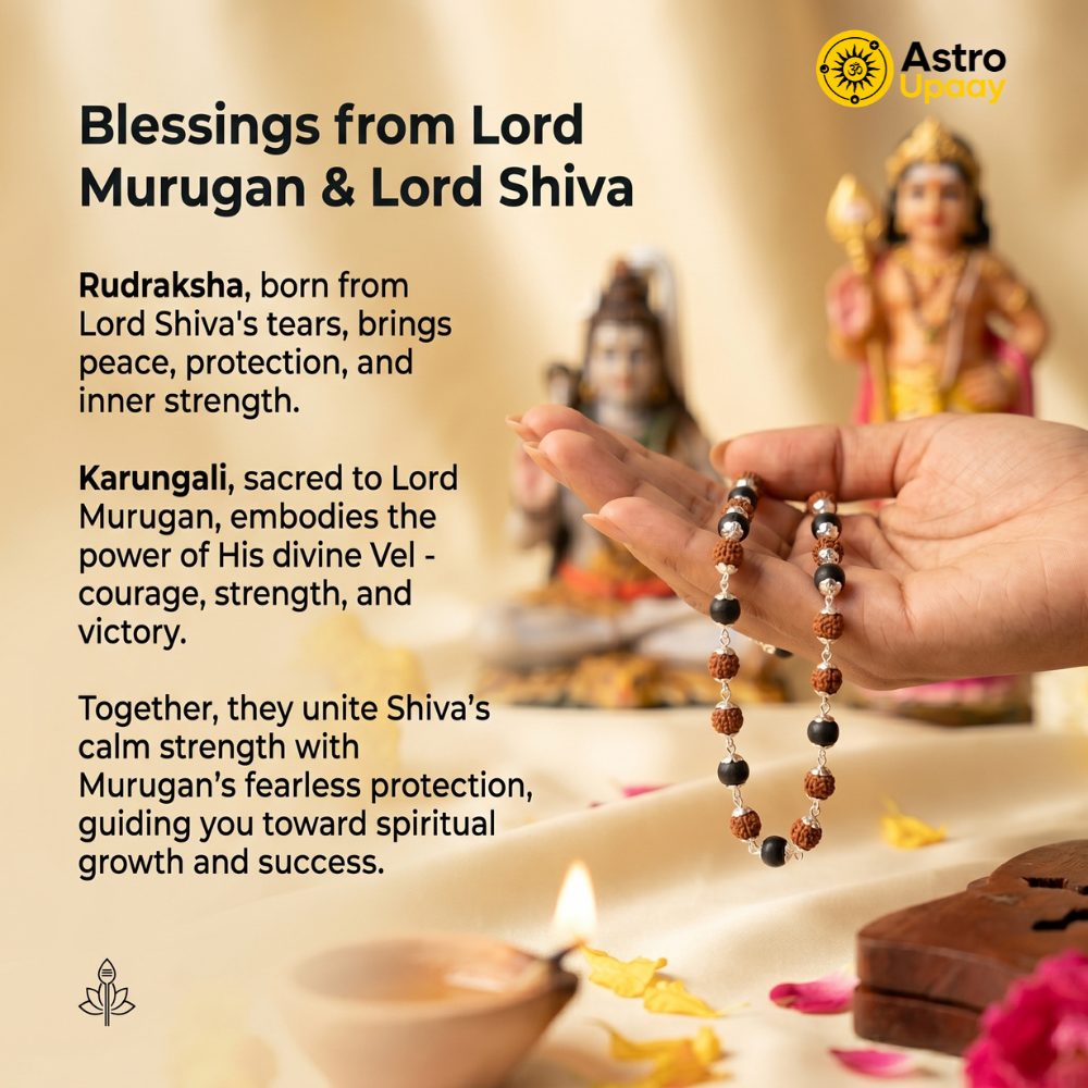 Premium Rudraksha & Black Bead Spiritual Mala Necklace