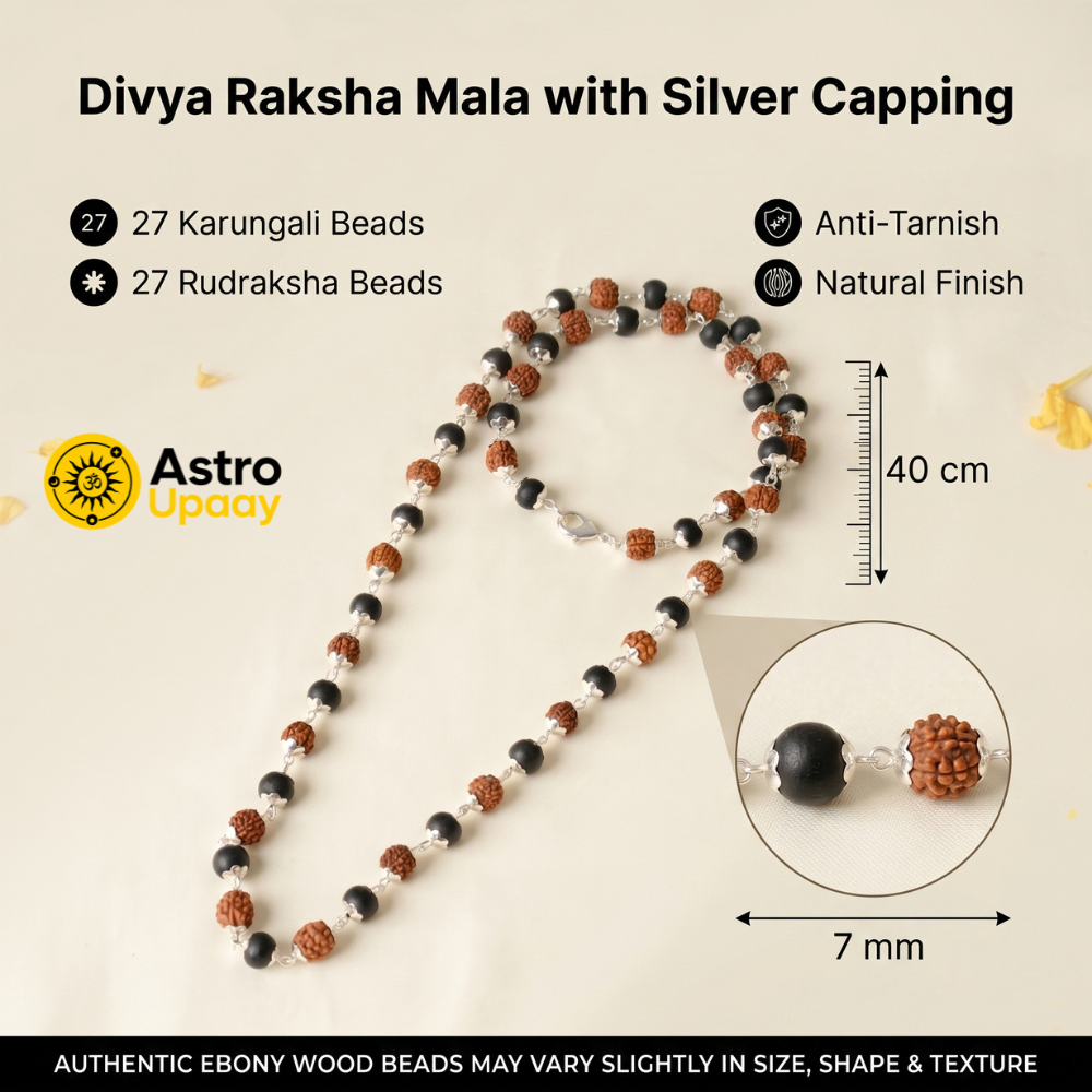 Premium Rudraksha & Black Bead Spiritual Mala Necklace